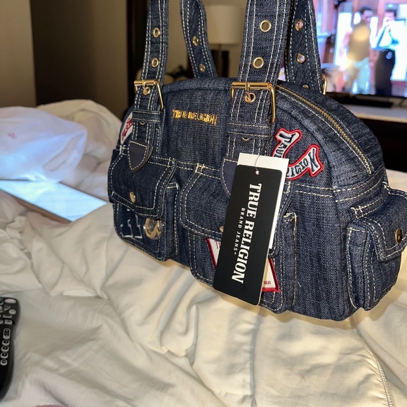 True religion, denim, patchwork satchel - Picture 4 of 6